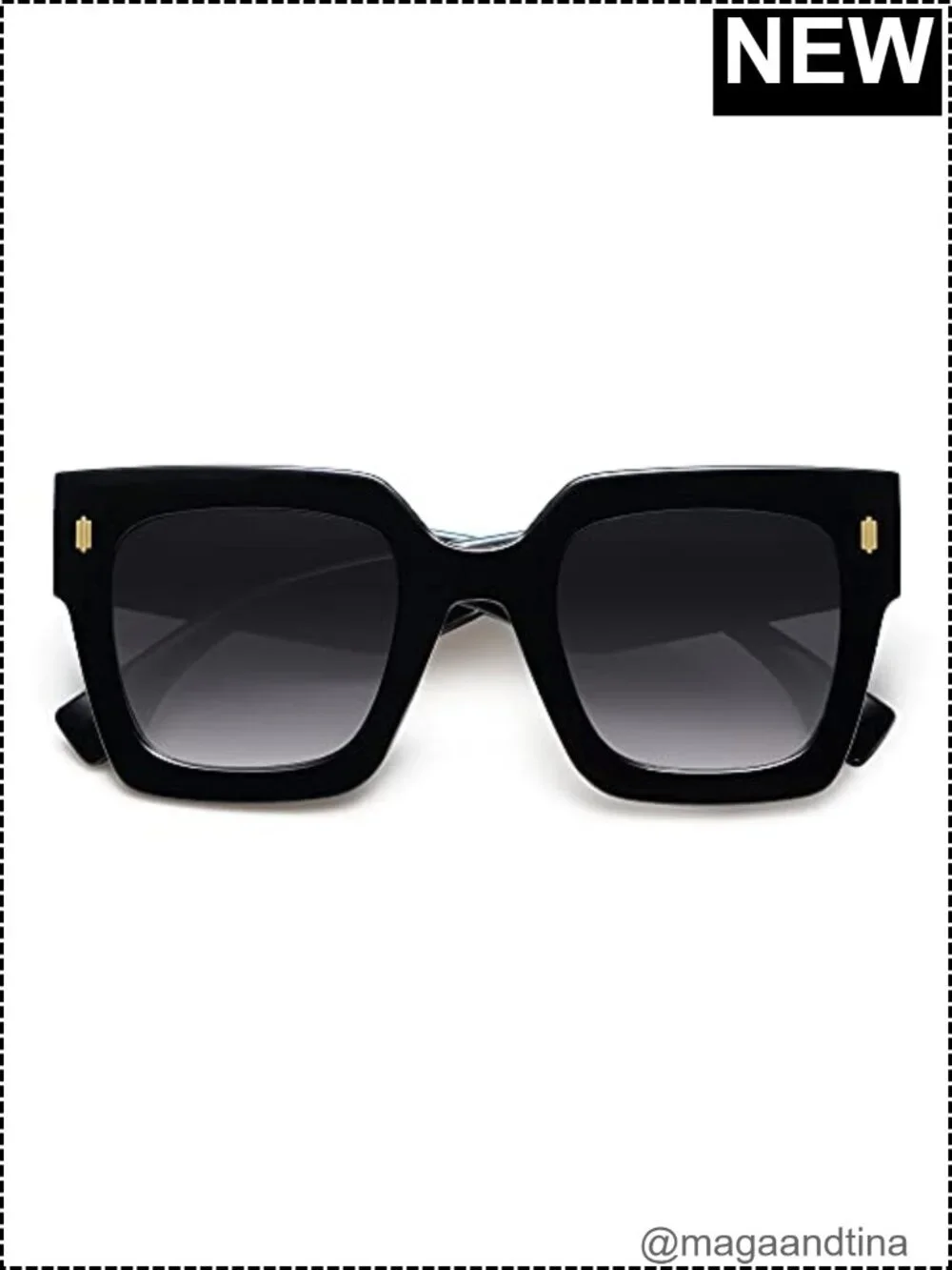 Oversized Square Sunglasses UV400 Protection Plastic Frame